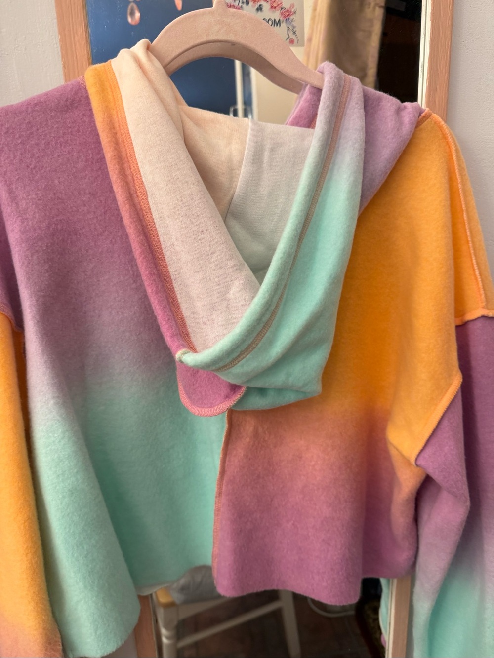 wild fable Pastel Ombre Cropped Hoodie - Yellow, Pink, Mint - Picture 5 of 7
